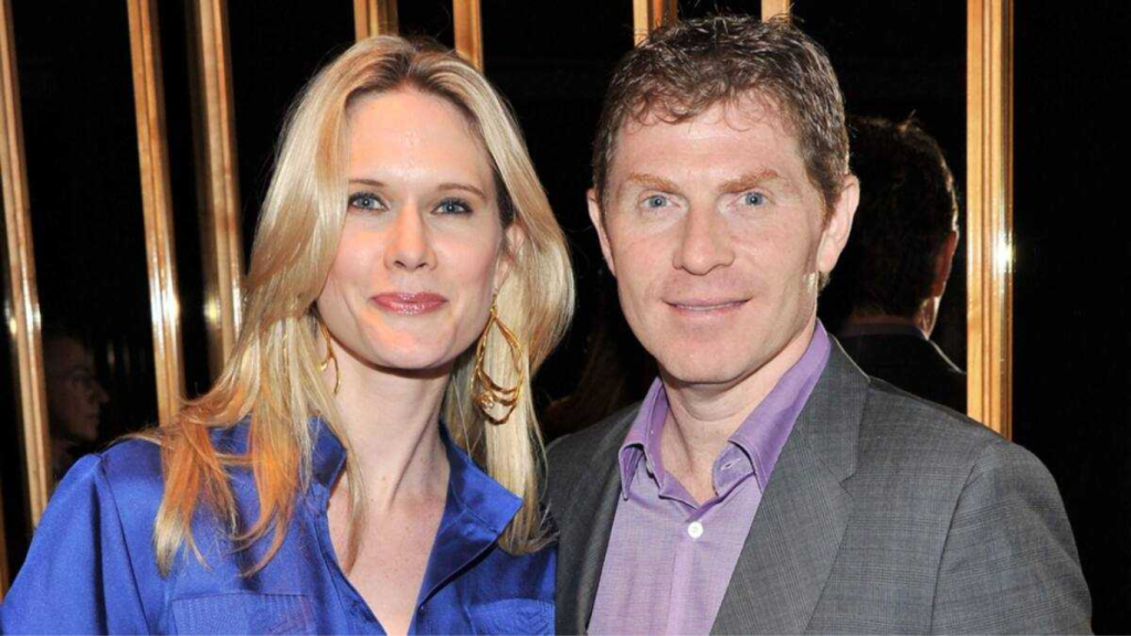 Kate Connelly and ex-husband Bobby Flay at a Food Network event in the late 1990s