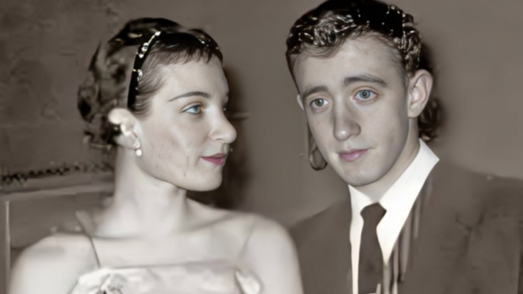 Harlene Rosen and Woody Allen in a 1956 vintage wedding photograph