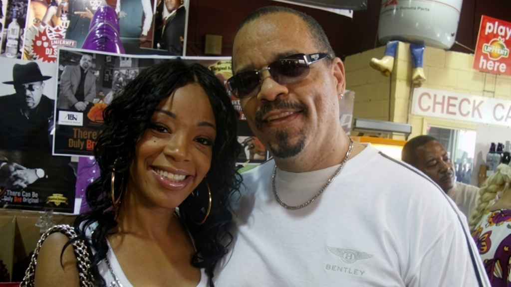 LeTesha Marrow posing with her father, the legendary rapper and actor Ice-T.