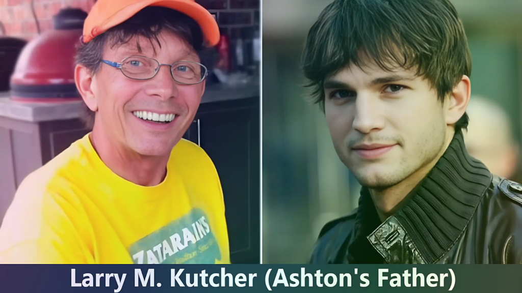 A rare photo of young Ashton Kutcher with his father Larry M. Kutcher during their early years in Cedar Rapids.