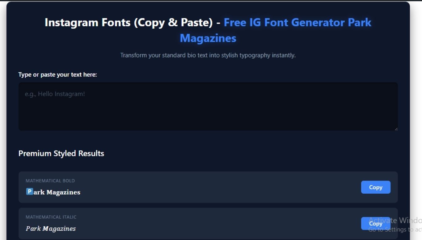 Instagram Bio Font Generator